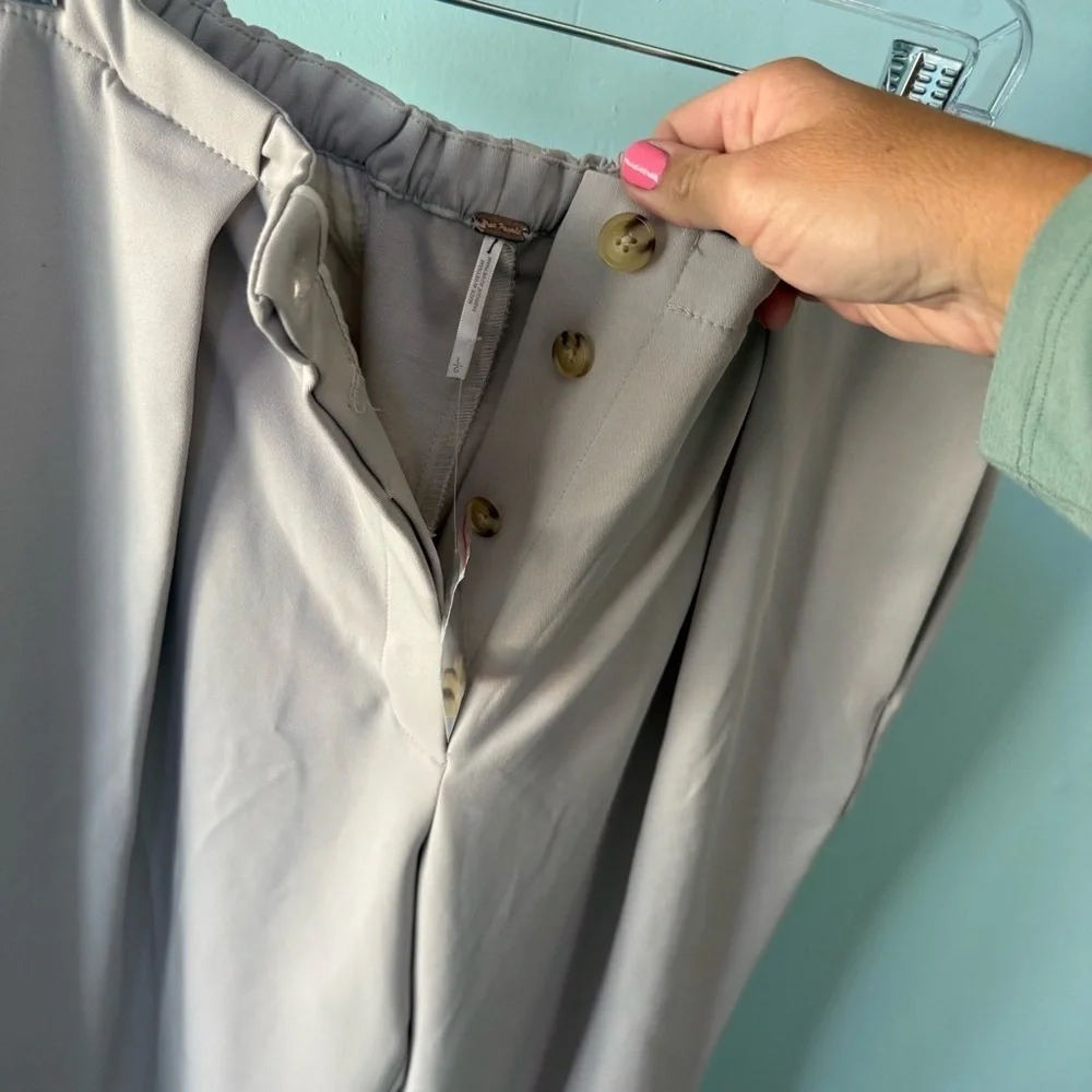 Free People Light Gray Pants with Metallic Accent